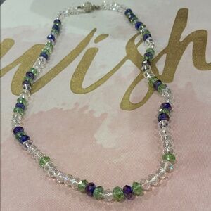 Elegant AN Crystal Glass Multi Colored Beaded Necklace